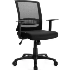 Bürodrehstuhl Ergonomischer Bürostuhl mit Lendenwirbelstütze 71 x 71 x 91-101 cm Schwarz