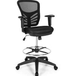 Bürostuhl Drehstuhl mit Rollen Höhenverstellbarer Stuhl mit ußstütze 67 x 67 x 105 - 125,5 cm Schwarz