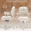 Bürostuhl ergonomischer Drehstuhl mit Armlehnen & Rollen Computerstuhl gepolstert Beige