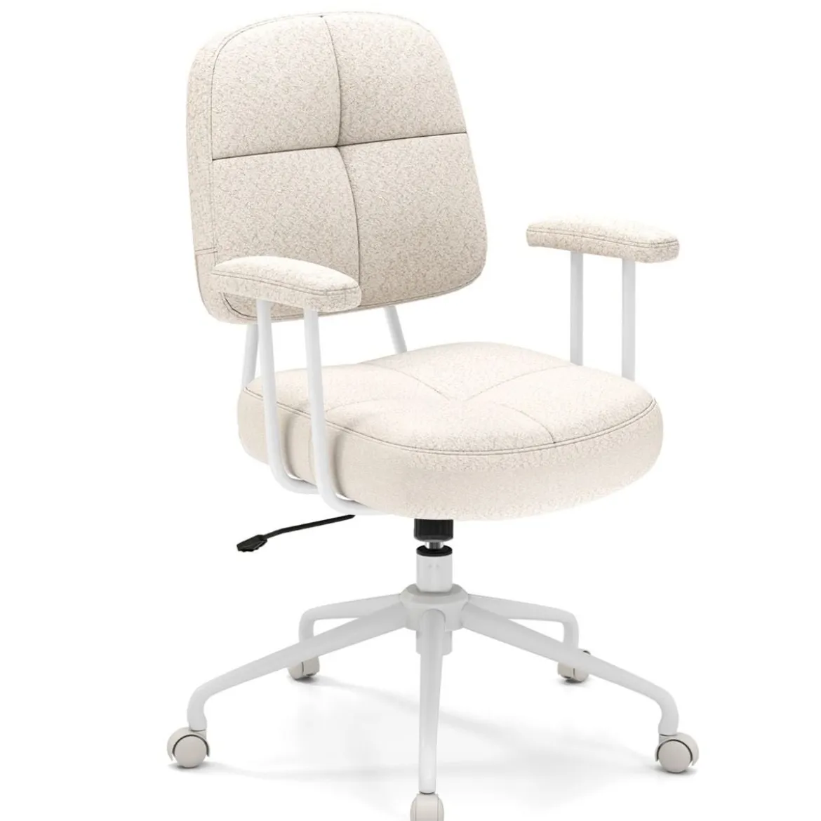 Bürostuhl ergonomischer Drehstuhl mit Armlehnen & Rollen Computerstuhl gepolstert Beige