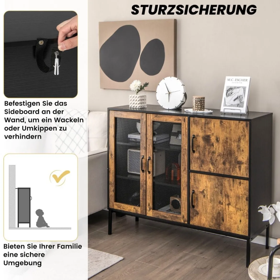 Buffetschrank Industrielles Küchen-Sideboard 120 x 40 x 100 cm Braun