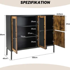 Buffetschrank Industrielles Küchen-Sideboard 120 x 40 x 100 cm Braun