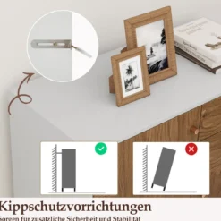 Buffetschrank mit 2 Schubladen & 2 Türen & 3 Verstellbaren Regalen Sideboard Vorratsschrank Natur