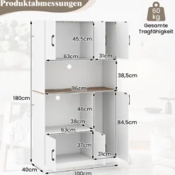 Buffetschrank mit Steckdose & Mikrowellenständer Küchenschrank aus Holz Weiß