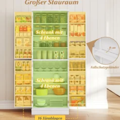 Buffetschrank mit 16 Türregalen & 6 Verstellbaren Regalen Lagerschrank Küchenschrank Weiß