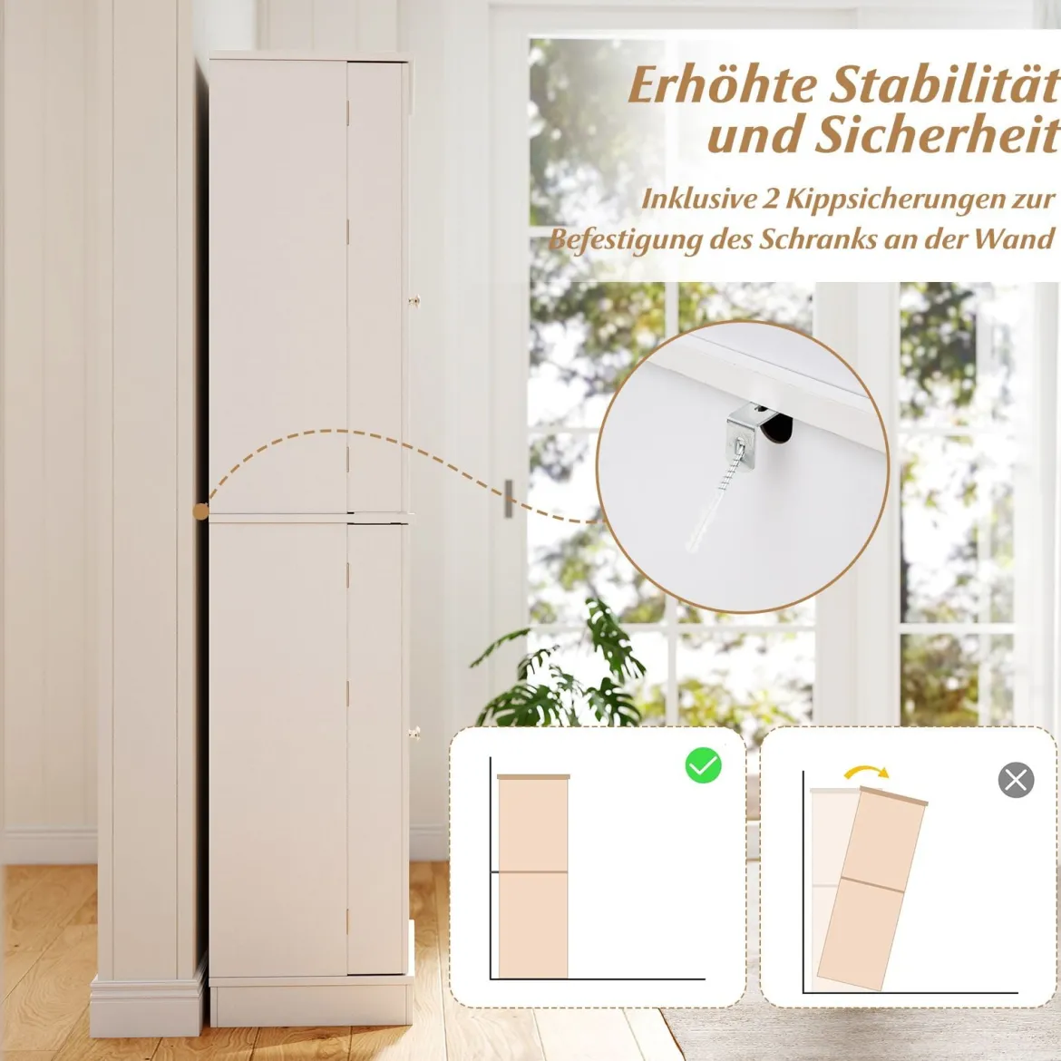 Buffetschrank mit 16 Türregalen & 6 Verstellbaren Regalen Lagerschrank Küchenschrank Weiß