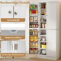 Buffetschrank mit 16 Türregalen & 6 Verstellbaren Regalen Lagerschrank Küchenschrank Weiß