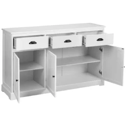 Buffetschrank Sideboard Standschrank mit 3 Schubladen und 3 Türen Weiß