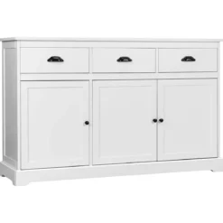 Buffetschrank Sideboard Standschrank mit 3 Schubladen und 3 Türen Weiß