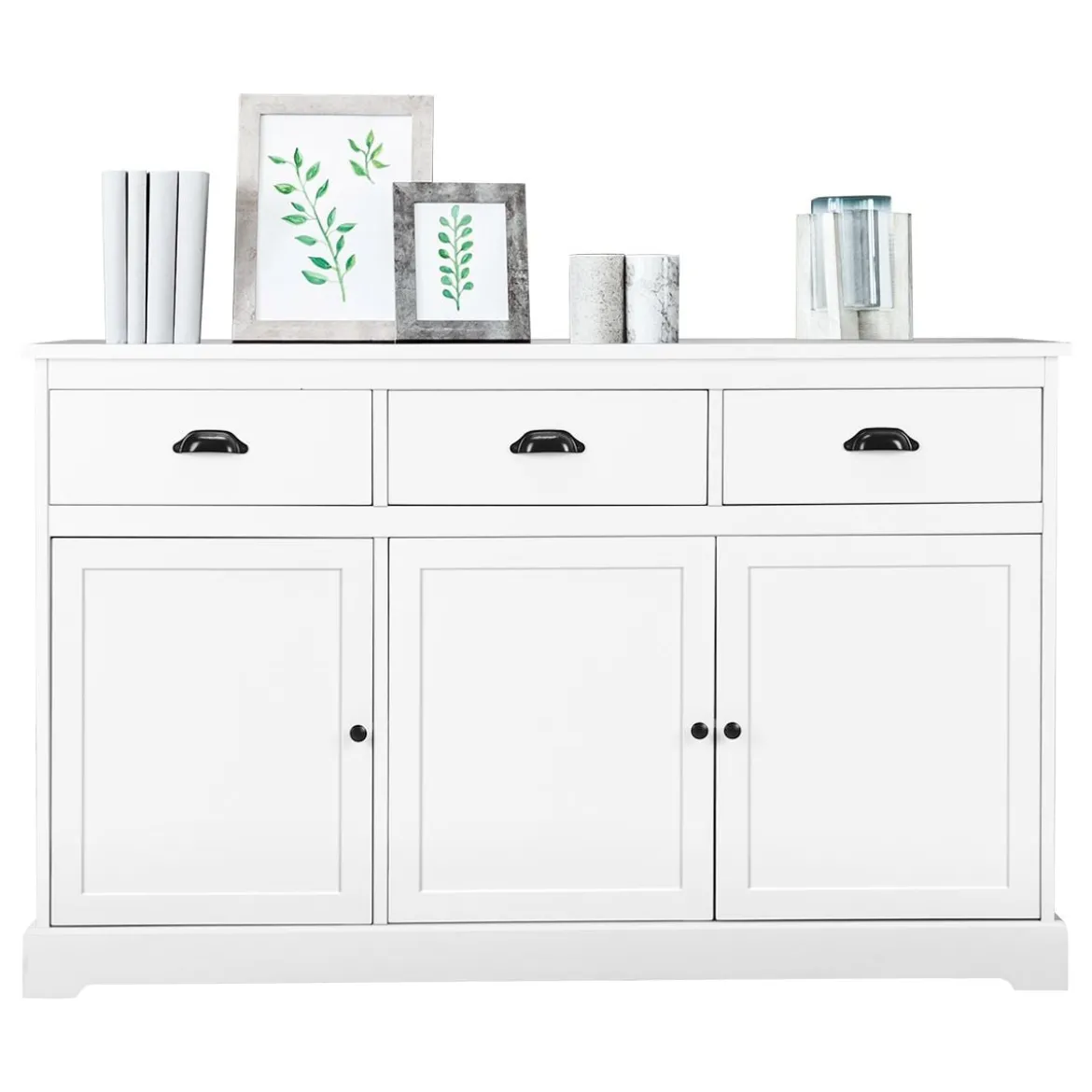 Buffetschrank Sideboard Standschrank mit 3 Schubladen und 3 Türen Weiß