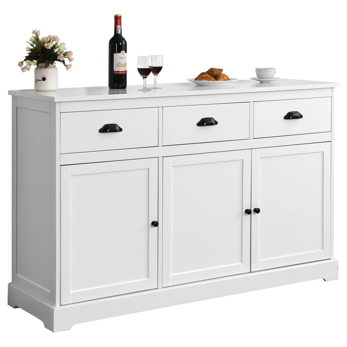 Buffetschrank Sideboard Standschrank mit 3 Schubladen und 3 Türen Weiß
