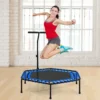 Übungstrampolin Fitness-Trampolin mit Griff Trampolin verstellbar 129 x 114 x 96-112 cm Blau