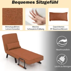 Cabrio-Schlafsofa Klappsessel Schlafcouch Sofabett 5-Positionen-Liegestuhl Hellgrau/Schwarz/Blau/Dunkelgrau/Kaffee
