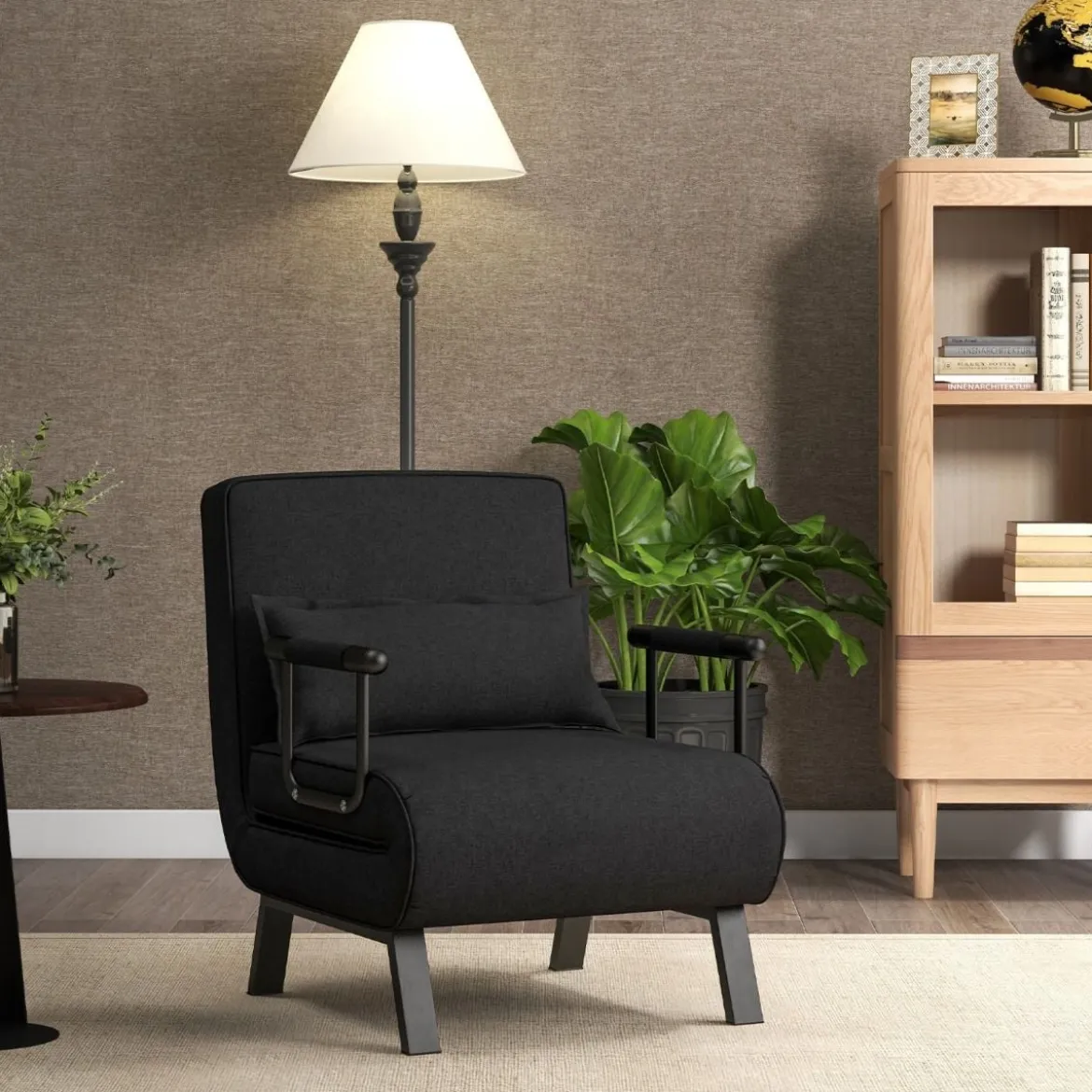 Cabrio-Schlafsofa Klappsessel Schlafcouch Sofabett 5-Positionen-Liegestuhl Hellgrau/Schwarz/Blau/Dunkelgrau/Kaffee