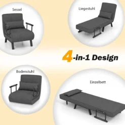 Cabrio-Schlafsofa Klappsessel Schlafcouch Sofabett 5-Positionen-Liegestuhl Hellgrau/Schwarz/Blau/Dunkelgrau/Kaffee