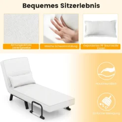 Cabrio-Schlafsofa Klappsessel Schlafcouch Sofabett 5-Positionen-Liegestuhl Hellgrau/Schwarz/Blau/Dunkelgrau/Kaffee