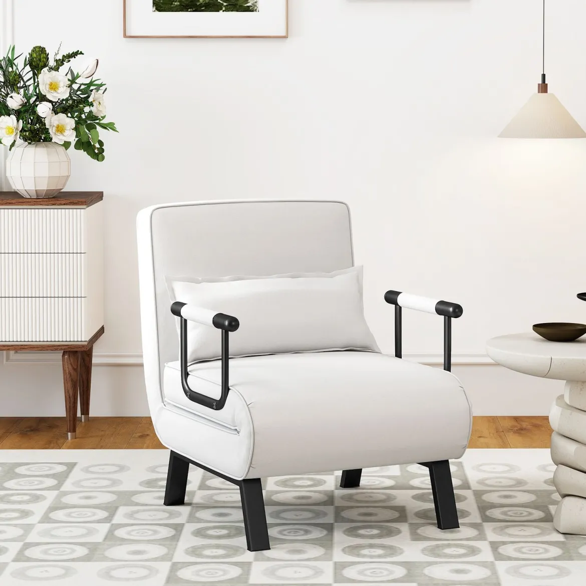 Cabrio-Schlafsofa Klappsessel Schlafcouch Sofabett 5-Positionen-Liegestuhl Hellgrau/Schwarz/Blau/Dunkelgrau/Kaffee