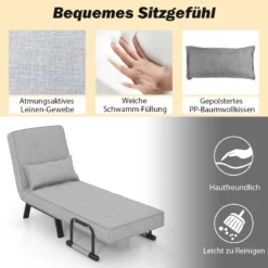 Cabrio-Schlafsofa Klappsessel Schlafcouch Sofabett 5-Positionen-Liegestuhl Hellgrau/Schwarz/Blau/Dunkelgrau/Kaffee