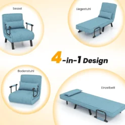 Cabrio-Schlafsofa Klappsessel Schlafcouch Sofabett 5-Positionen-Liegestuhl Hellgrau/Schwarz/Blau/Dunkelgrau/Kaffee