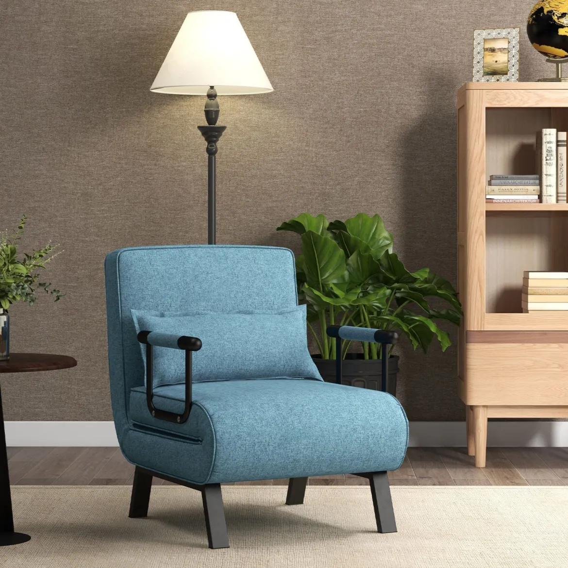 Cabrio-Schlafsofa Klappsessel Schlafcouch Sofabett 5-Positionen-Liegestuhl Hellgrau/Schwarz/Blau/Dunkelgrau/Kaffee
