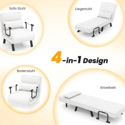 Cabrio-Schlafsofa Klappsessel Schlafcouch Sofabett 5-Positionen-Liegestuhl Hellgrau/Schwarz/Blau/Dunkelgrau/Kaffee