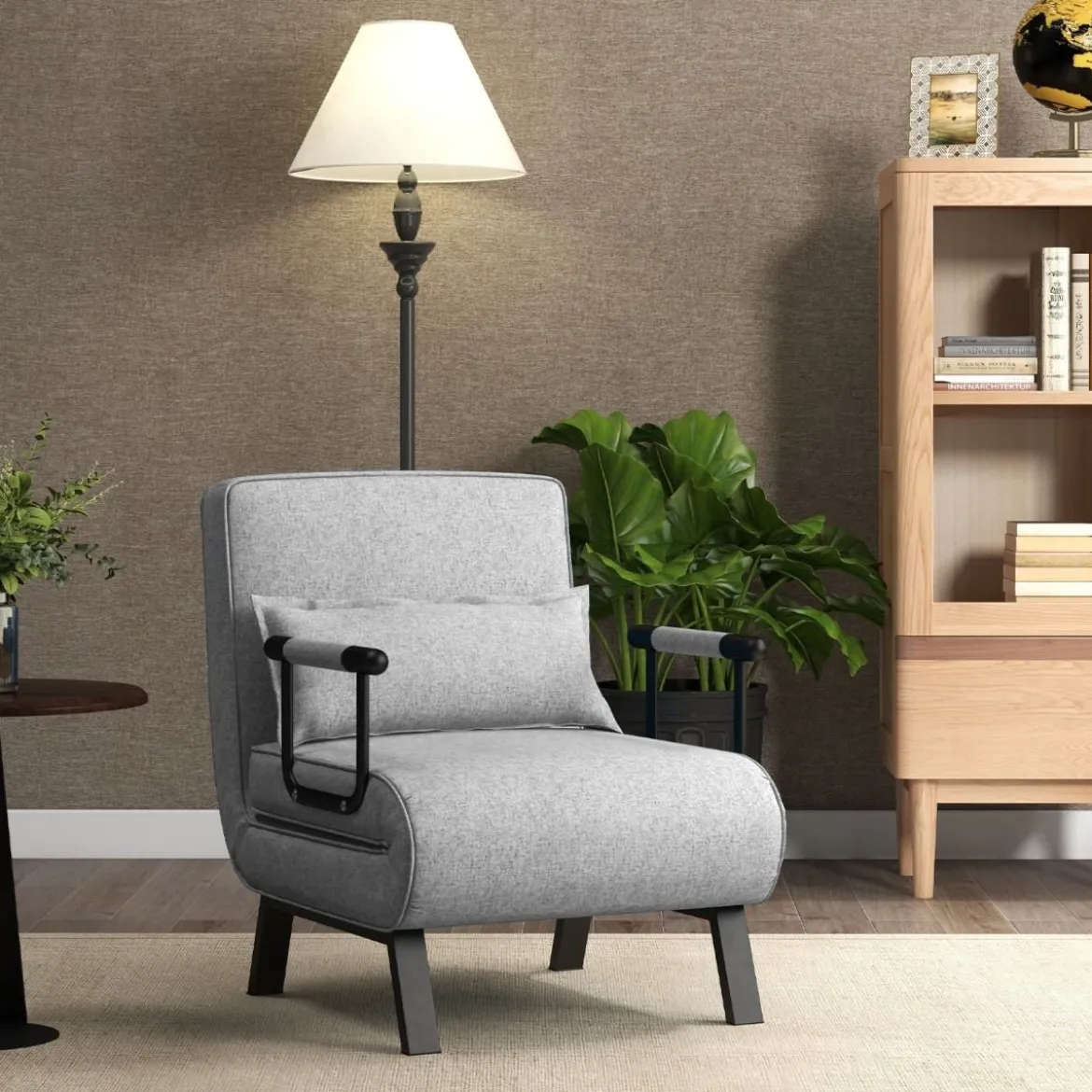 Cabrio-Schlafsofa Klappsessel Schlafcouch Sofabett 5-Positionen-Liegestuhl Hellgrau/Schwarz/Blau/Dunkelgrau/Kaffee