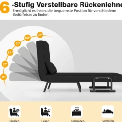 Cabrio-Schlafsofa Klappsessel Schlafcouch Sofabett 5-Positionen-Liegestuhl Hellgrau/Schwarz/Blau/Dunkelgrau/Kaffee