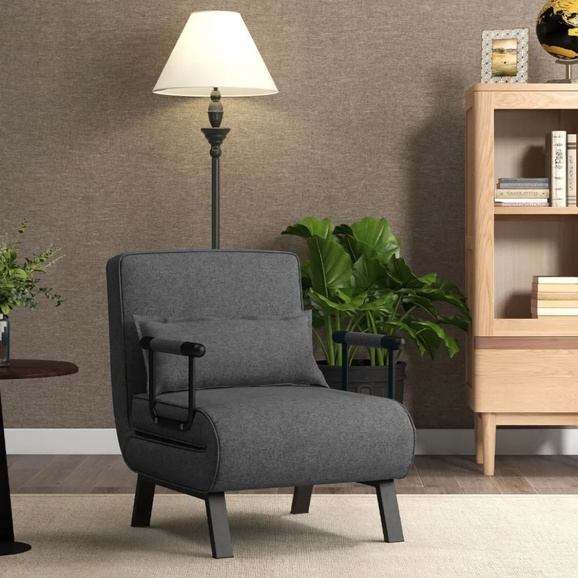 Cabrio-Schlafsofa Klappsessel Schlafcouch Sofabett 5-Positionen-Liegestuhl Hellgrau/Schwarz/Blau/Dunkelgrau/Kaffee