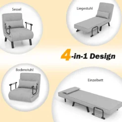 Cabrio-Schlafsofa Klappsessel Schlafcouch Sofabett 5-Positionen-Liegestuhl Hellgrau/Schwarz/Blau/Dunkelgrau/Kaffee