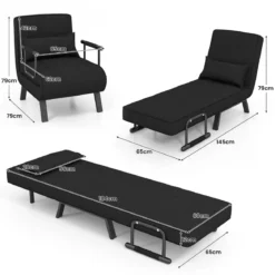 Cabrio-Schlafsofa Klappsessel Schlafcouch Sofabett 5-Positionen-Liegestuhl Hellgrau/Schwarz/Blau/Dunkelgrau/Kaffee