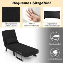 Cabrio-Schlafsofa Klappsessel Schlafcouch Sofabett 5-Positionen-Liegestuhl Hellgrau/Schwarz/Blau/Dunkelgrau/Kaffee