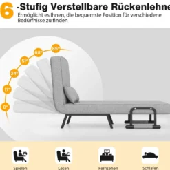 Cabrio-Schlafsofa Klappsessel Schlafcouch Sofabett 5-Positionen-Liegestuhl Hellgrau/Schwarz/Blau/Dunkelgrau/Kaffee