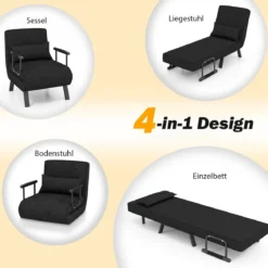 Cabrio-Schlafsofa Klappsessel Schlafcouch Sofabett 5-Positionen-Liegestuhl Hellgrau/Schwarz/Blau/Dunkelgrau/Kaffee