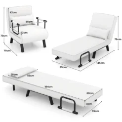 Cabrio-Schlafsofa Klappsessel Schlafcouch Sofabett 5-Positionen-Liegestuhl Hellgrau/Schwarz/Blau/Dunkelgrau/Kaffee