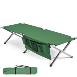 Campingbett Feldbett klappbares Campingbett Einzelbett Faltbett mit Seitentasche 190 x 73 x 42cm Grün