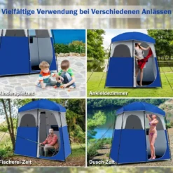 Camping Duschzelt Ankleideraum mit Tragetasche 210 x 106 x 222 cm Blau