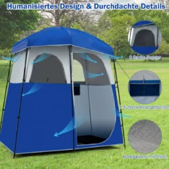 Camping Duschzelt Ankleideraum mit Tragetasche 210 x 106 x 222 cm Blau