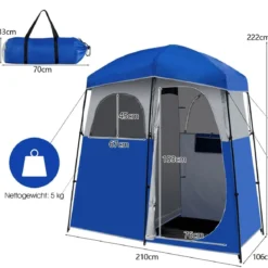Camping Duschzelt Ankleideraum mit Tragetasche 210 x 106 x 222 cm Blau