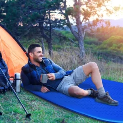 Campingmatratze Schlafmatte inklusive Tragetasche 200 x 65 cm Blau