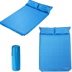 Campingmatte mit Kissen 2 Personen Selbstaufblasende Campingmatte Camping Schlafmatte 187x131x4cm Blau