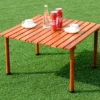 Camping-Tisch aufrollbar Gartentisch aus Tannenholz tragbarer Picknick-Tisch mit Tragetasche Braun