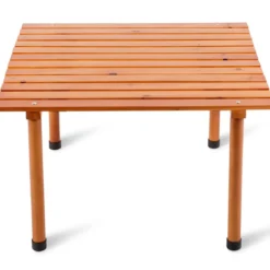 Camping-Tisch aufrollbar Gartentisch aus Tannenholz tragbarer Picknick-Tisch mit Tragetasche Braun