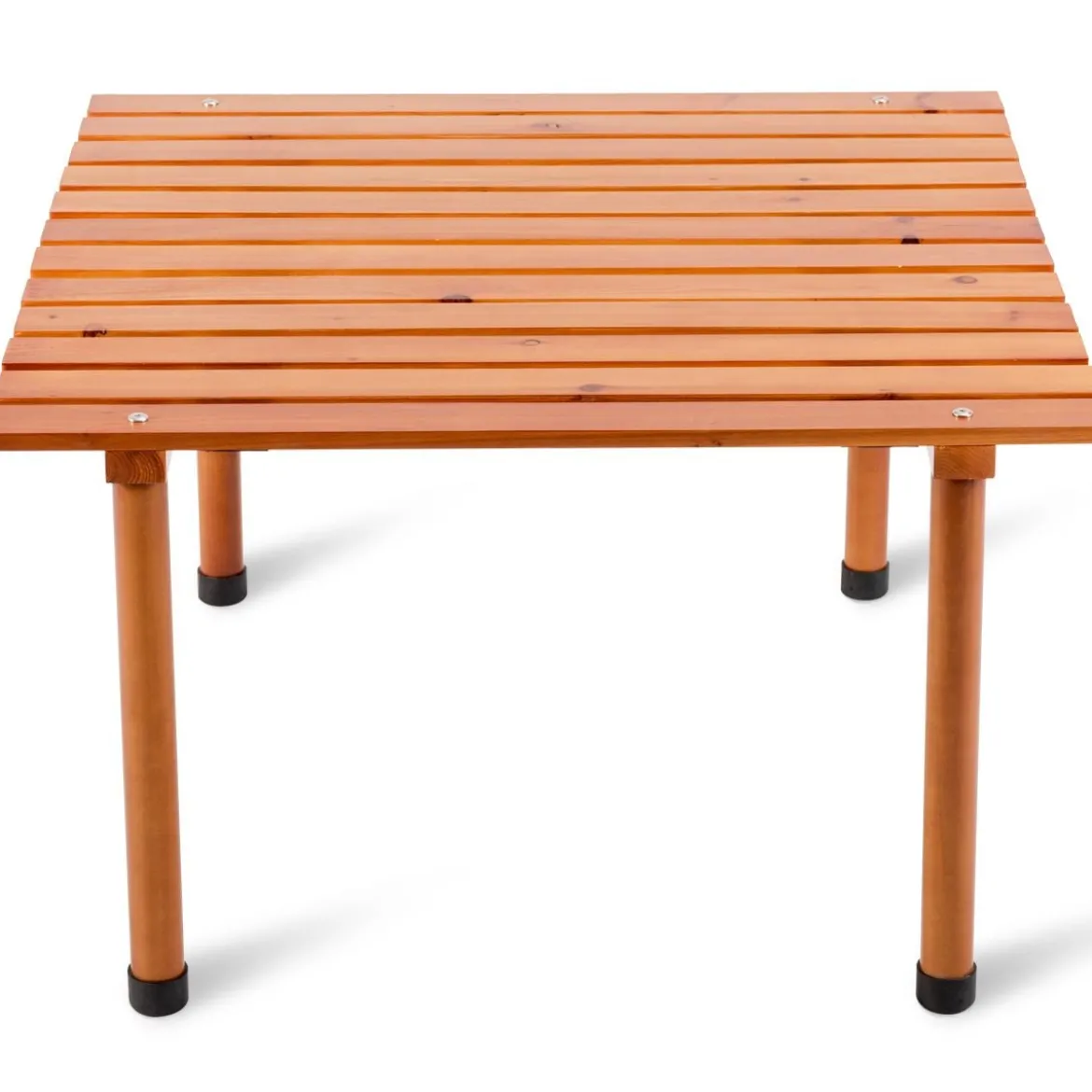 Camping-Tisch aufrollbar Gartentisch aus Tannenholz tragbarer Picknick-Tisch mit Tragetasche Braun