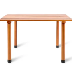 Camping-Tisch aufrollbar Gartentisch aus Tannenholz tragbarer Picknick-Tisch mit Tragetasche Braun