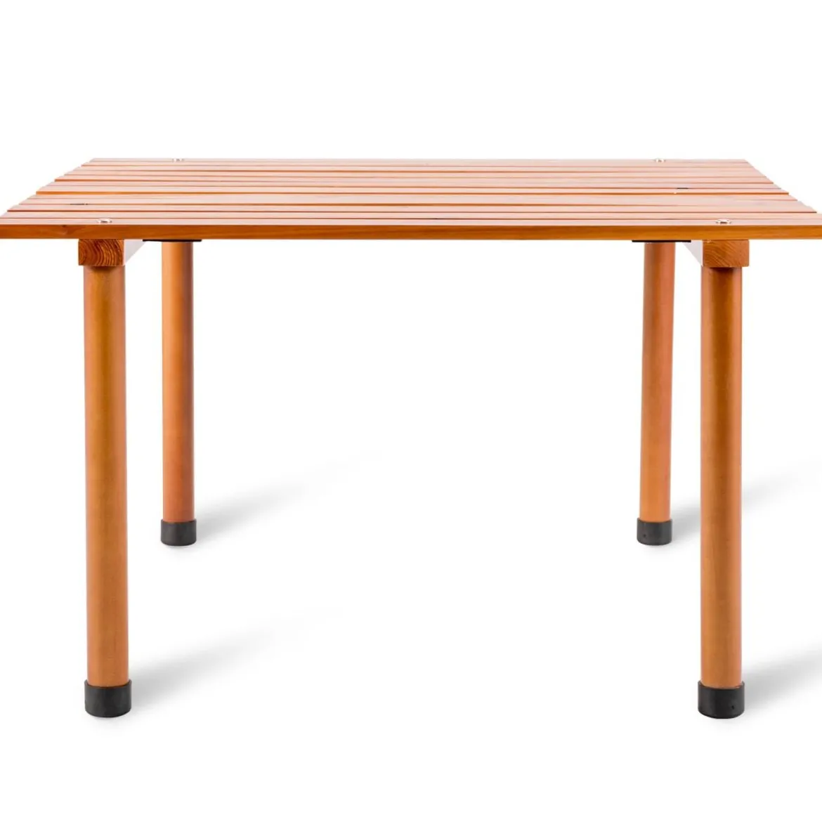 Camping-Tisch aufrollbar Gartentisch aus Tannenholz tragbarer Picknick-Tisch mit Tragetasche Braun