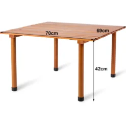 Camping-Tisch aufrollbar Gartentisch aus Tannenholz tragbarer Picknick-Tisch mit Tragetasche Braun