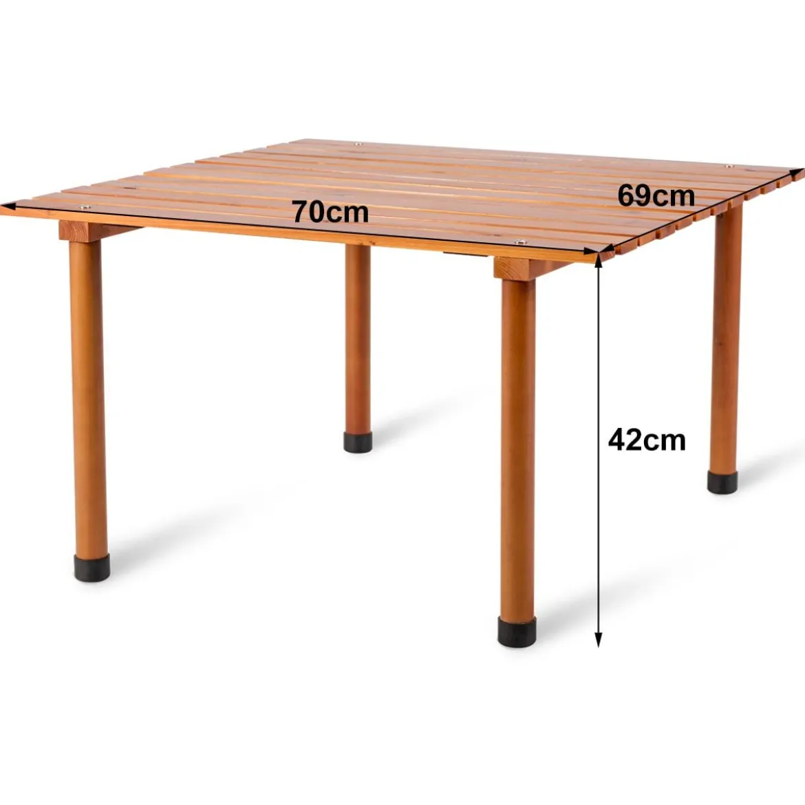 Camping-Tisch aufrollbar Gartentisch aus Tannenholz tragbarer Picknick-Tisch mit Tragetasche Braun