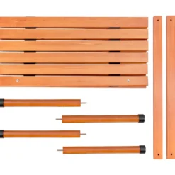 Camping-Tisch aufrollbar Gartentisch aus Tannenholz tragbarer Picknick-Tisch mit Tragetasche Braun
