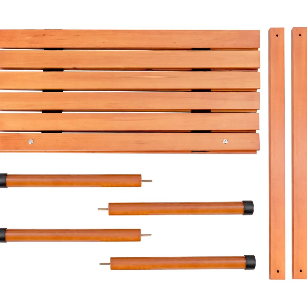 Camping-Tisch aufrollbar Gartentisch aus Tannenholz tragbarer Picknick-Tisch mit Tragetasche Braun