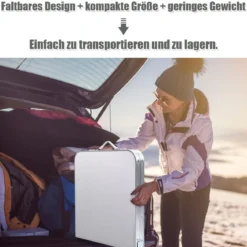 Campingtisch mit großem Stauraum Reiseküche Klapptisch aus Alu Gartentisch Picknicktisch Campingschrank Höhenverstellbar von 53-70cm Weiß+Grau